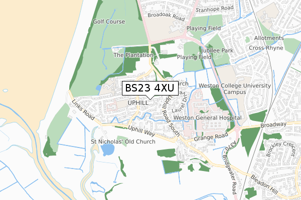 BS23 4XU map - small scale - OS Open Zoomstack (Ordnance Survey)