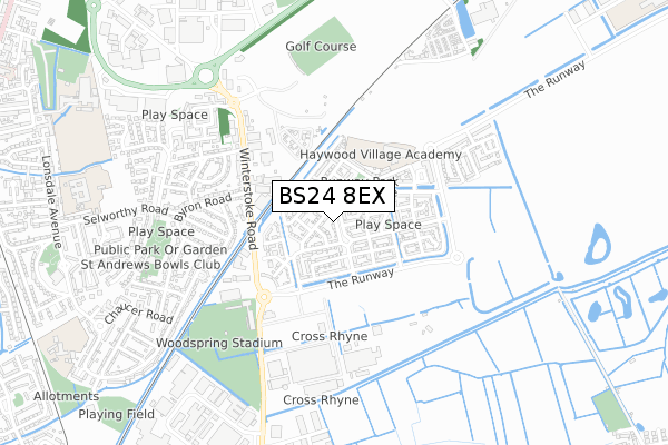 BS24 8EX map - small scale - OS Open Zoomstack (Ordnance Survey)