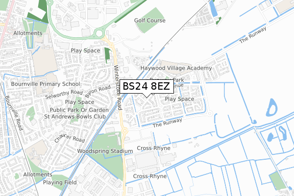 BS24 8EZ map - small scale - OS Open Zoomstack (Ordnance Survey) BS24 8EZ map - small scale - OS Open Zoomstack (Ordnance Survey)