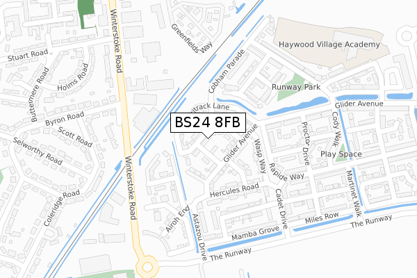 BS24 8FB map - large scale - OS Open Zoomstack (Ordnance Survey)