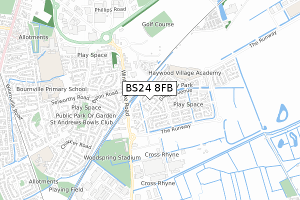 BS24 8FB map - small scale - OS Open Zoomstack (Ordnance Survey)