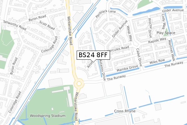 BS24 8FF map - large scale - OS Open Zoomstack (Ordnance Survey)