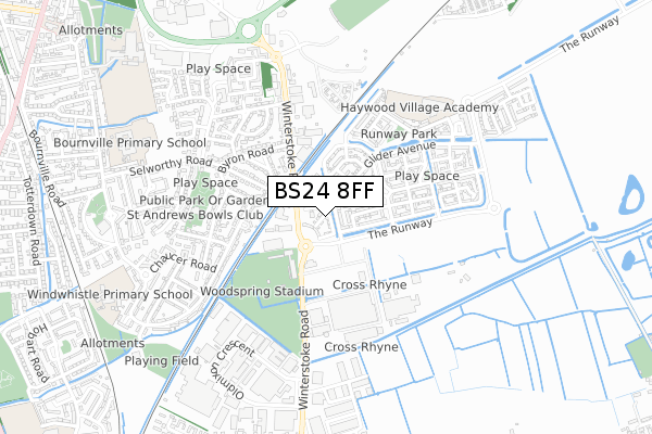 BS24 8FF map - small scale - OS Open Zoomstack (Ordnance Survey)