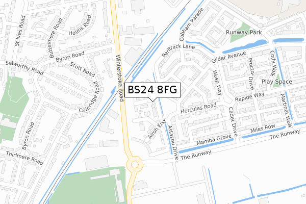 BS24 8FG map - large scale - OS Open Zoomstack (Ordnance Survey)