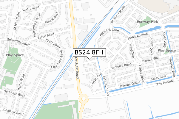 BS24 8FH map - large scale - OS Open Zoomstack (Ordnance Survey)