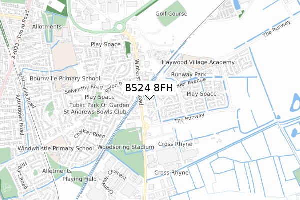 BS24 8FH map - small scale - OS Open Zoomstack (Ordnance Survey)