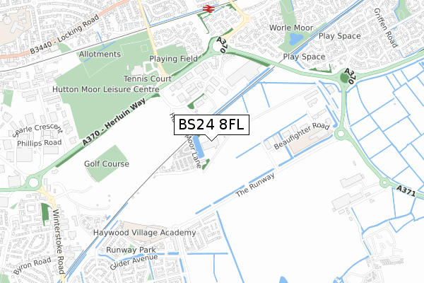 BS24 8FL map - small scale - OS Open Zoomstack (Ordnance Survey)