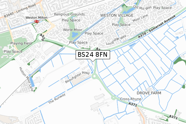 BS24 8FN map - small scale - OS Open Zoomstack (Ordnance Survey)