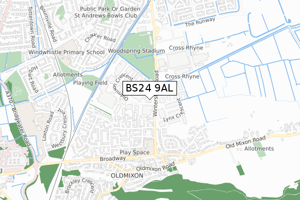 BS24 9AL map - small scale - OS Open Zoomstack (Ordnance Survey)