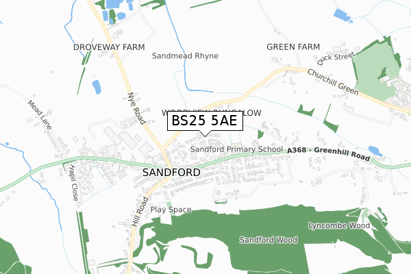 BS25 5AE map - small scale - OS Open Zoomstack (Ordnance Survey)