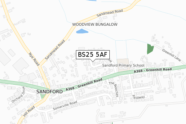 BS25 5AF map - large scale - OS Open Zoomstack (Ordnance Survey)