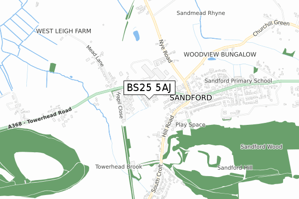 BS25 5AJ map - small scale - OS Open Zoomstack (Ordnance Survey)