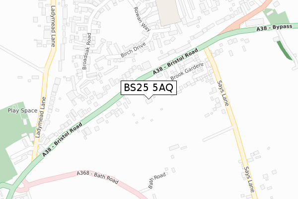 BS25 5AQ map - large scale - OS Open Zoomstack (Ordnance Survey)