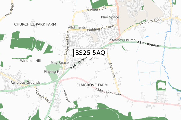 BS25 5AQ map - small scale - OS Open Zoomstack (Ordnance Survey) BS25 5AQ map - small scale - OS Open Zoomstack (Ordnance Survey)