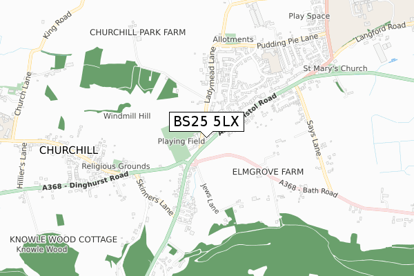 BS25 5LX map - small scale - OS Open Zoomstack (Ordnance Survey)