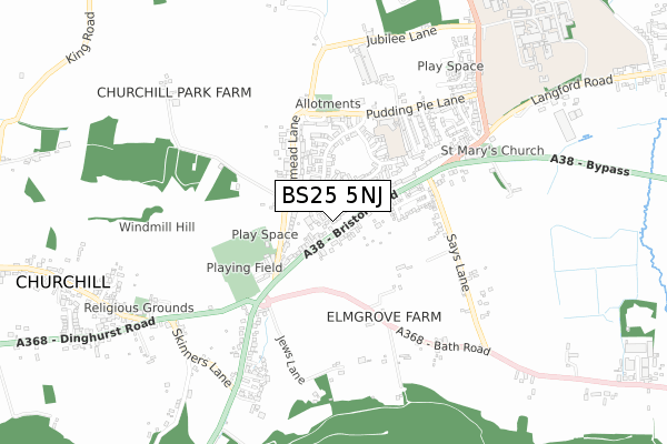 BS25 5NJ map - small scale - OS Open Zoomstack (Ordnance Survey)