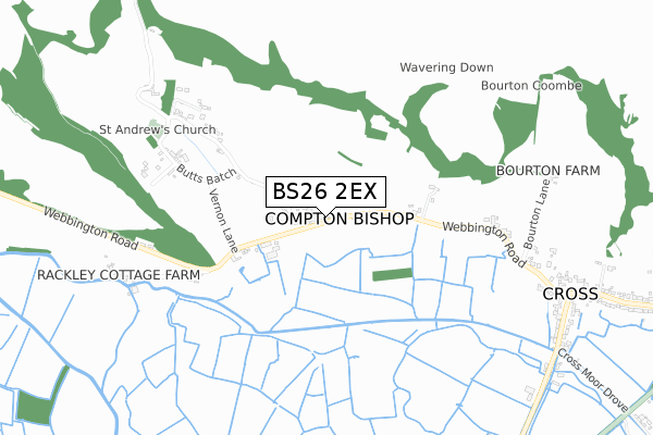 BS26 2EX map - small scale - OS Open Zoomstack (Ordnance Survey)