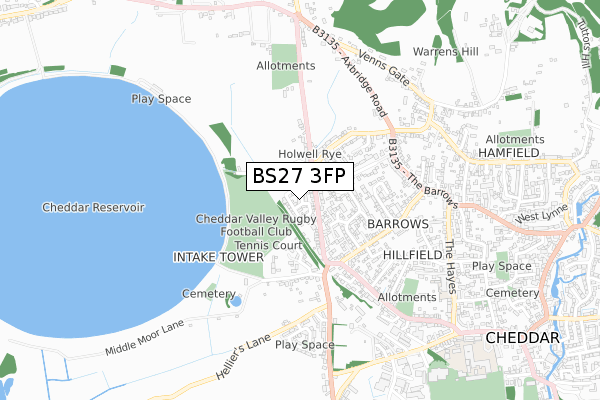 BS27 3FP map - small scale - OS Open Zoomstack (Ordnance Survey)