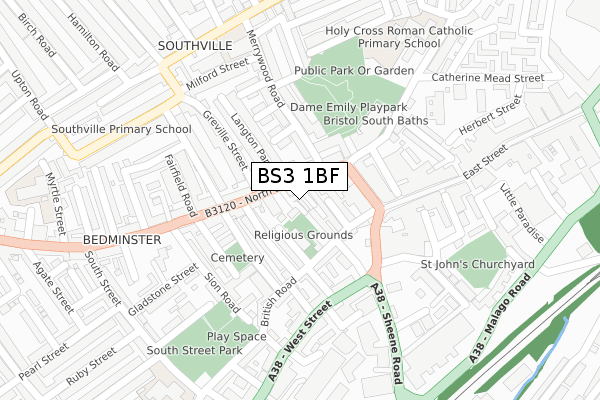 BS3 1BF map - large scale - OS Open Zoomstack (Ordnance Survey)