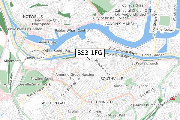 BS3 1FG map - small scale - OS Open Zoomstack (Ordnance Survey)