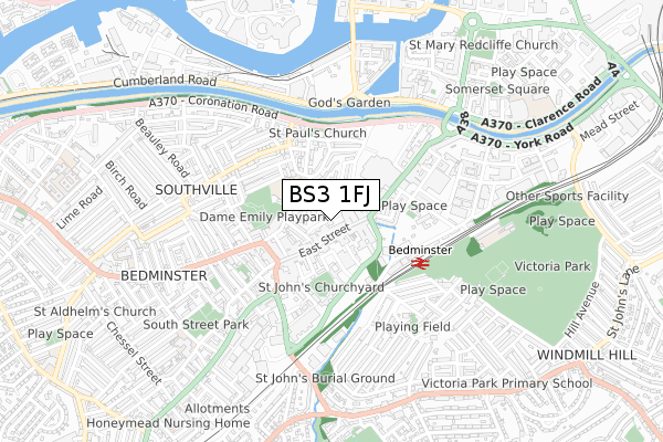 BS3 1FJ map - small scale - OS Open Zoomstack (Ordnance Survey)