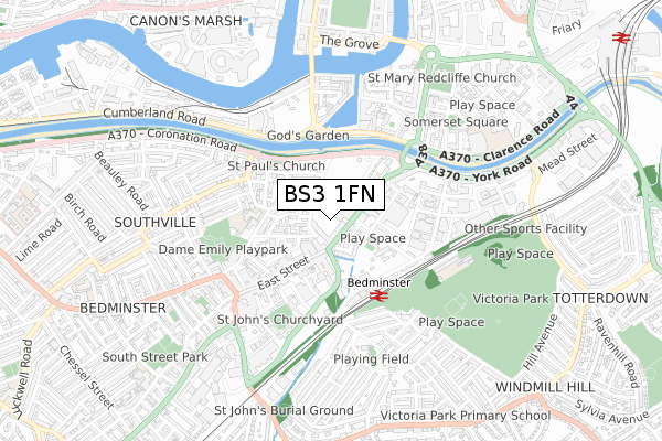 BS3 1FN map - small scale - OS Open Zoomstack (Ordnance Survey)