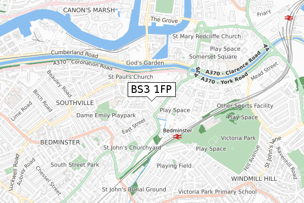 BS3 1FP map - small scale - OS Open Zoomstack (Ordnance Survey)