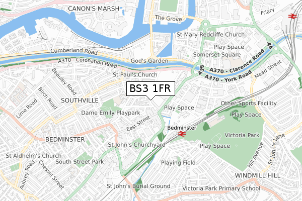 BS3 1FR map - small scale - OS Open Zoomstack (Ordnance Survey)