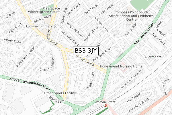 BS3 3JY map - large scale - OS Open Zoomstack (Ordnance Survey) BS3 3JY map - large scale - OS Open Zoomstack (Ordnance Survey)