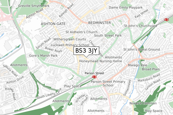 BS3 3JY map - small scale - OS Open Zoomstack (Ordnance Survey) BS3 3JY map - small scale - OS Open Zoomstack (Ordnance Survey)