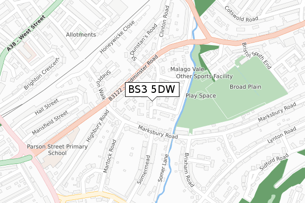 BS3 5DW map - large scale - OS Open Zoomstack (Ordnance Survey)