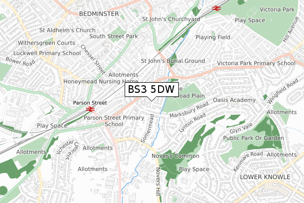 BS3 5DW map - small scale - OS Open Zoomstack (Ordnance Survey)