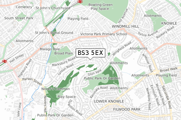 BS3 5EX map - small scale - OS Open Zoomstack (Ordnance Survey)