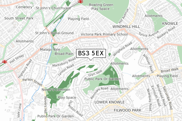 BS3 5EX map - small scale - OS Open Zoomstack (Ordnance Survey) BS3 5EX map - small scale - OS Open Zoomstack (Ordnance Survey)