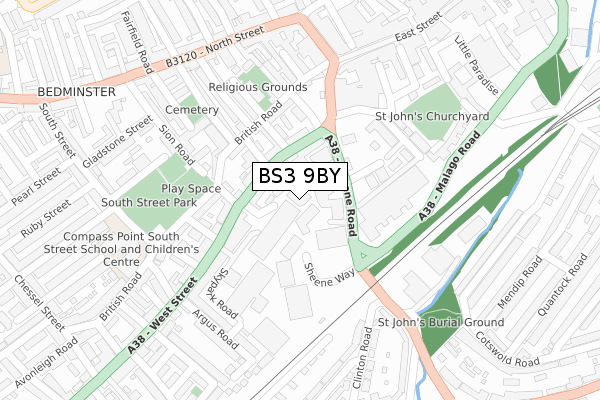 BS3 9BY map - large scale - OS Open Zoomstack (Ordnance Survey)