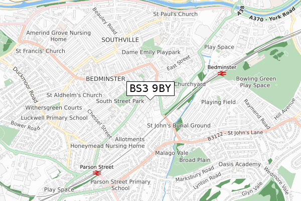 BS3 9BY map - small scale - OS Open Zoomstack (Ordnance Survey)
