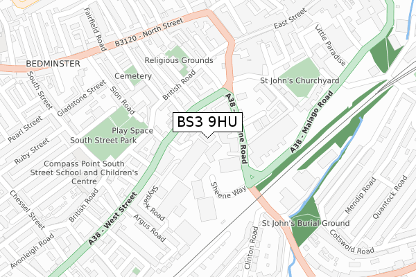 BS3 9HU map - large scale - OS Open Zoomstack (Ordnance Survey)