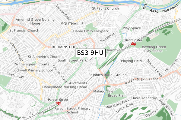 BS3 9HU map - small scale - OS Open Zoomstack (Ordnance Survey)
