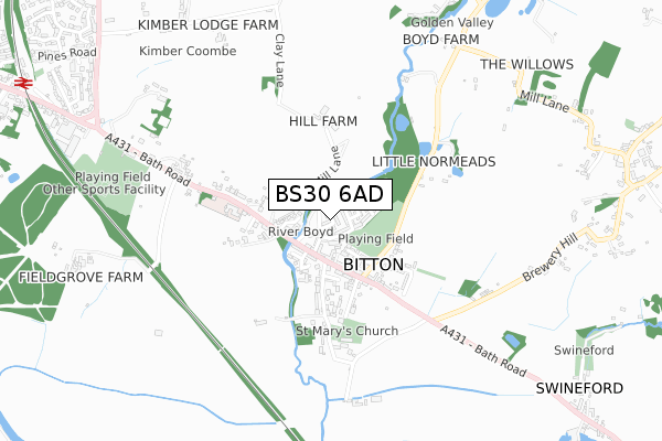 BS30 6AD map - small scale - OS Open Zoomstack (Ordnance Survey)