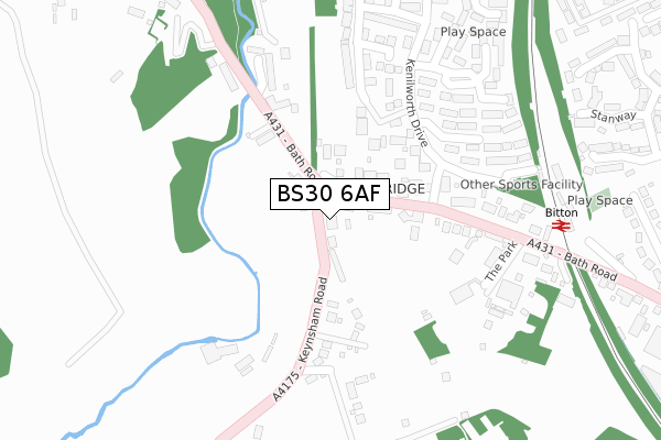 BS30 6AF map - large scale - OS Open Zoomstack (Ordnance Survey)