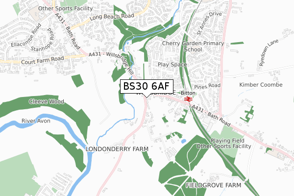 BS30 6AF map - small scale - OS Open Zoomstack (Ordnance Survey)