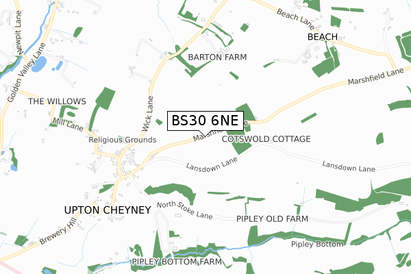 BS30 6NE map - small scale - OS Open Zoomstack (Ordnance Survey)