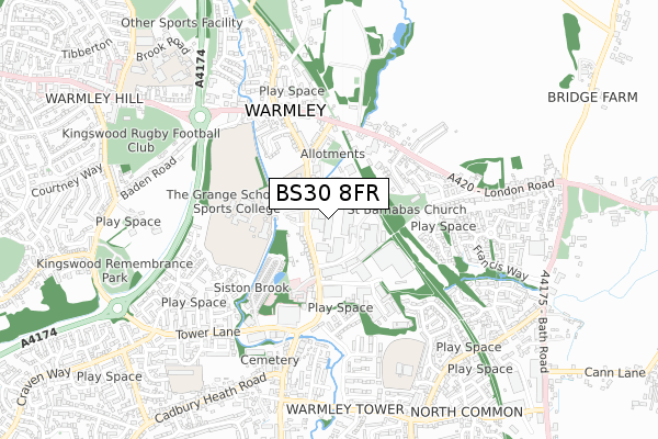 BS30 8FR map - small scale - OS Open Zoomstack (Ordnance Survey) BS30 8FR map - small scale - OS Open Zoomstack (Ordnance Survey)