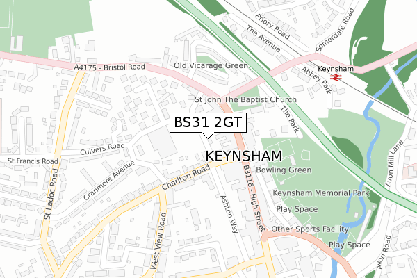 BS31 2GT map - large scale - OS Open Zoomstack (Ordnance Survey)