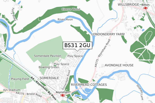 BS31 2GU map - small scale - OS Open Zoomstack (Ordnance Survey)