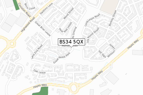 BS34 5QX map - large scale - OS Open Zoomstack (Ordnance Survey)