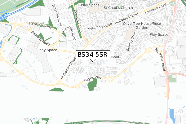 BS34 5SR map - small scale - OS Open Zoomstack (Ordnance Survey) BS34 5SR map - small scale - OS Open Zoomstack (Ordnance Survey)