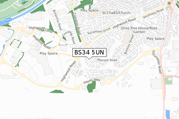 BS34 5UN map - small scale - OS Open Zoomstack (Ordnance Survey) BS34 5UN map - small scale - OS Open Zoomstack (Ordnance Survey)