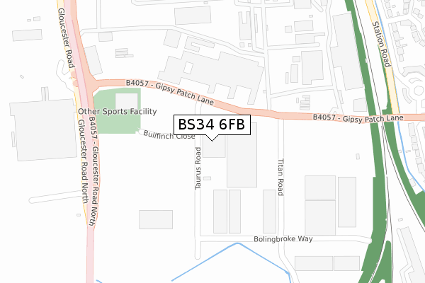 BS34 6FB map - large scale - OS Open Zoomstack (Ordnance Survey)