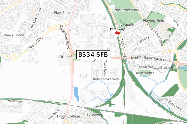 BS34 6FB map - small scale - OS Open Zoomstack (Ordnance Survey)